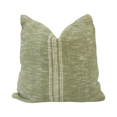 Handmade Olive Green Textured Cotton Cushion Cover with Center Stripe | 45 x 45 cm | Artisan Woven Decorative Pillow Cover