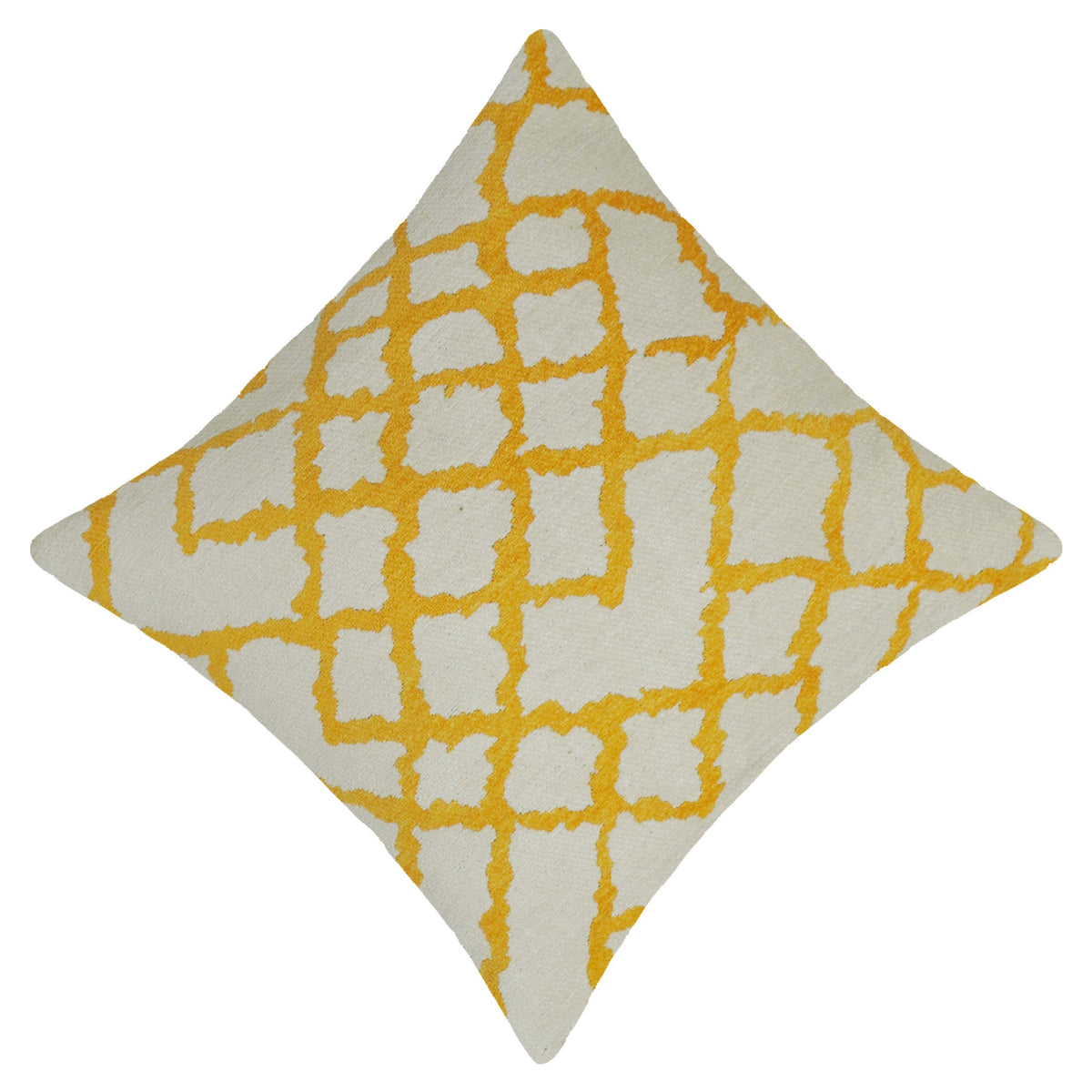 Mustard & Ivory Geometric Jacquard Cushion Cover – 45 x 45 cm | Woven Decorative Accent Pillow Cover