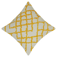 Mustard & Ivory Geometric Jacquard Cushion Cover – 45 x 45 cm | Woven Decorative Accent Pillow Cover