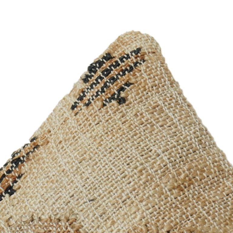 Handwoven Jute Cushion Cover with Tribal Mudcloth Pattern | Natural Textured Decorative Pillow Cover | 18x18 Inch