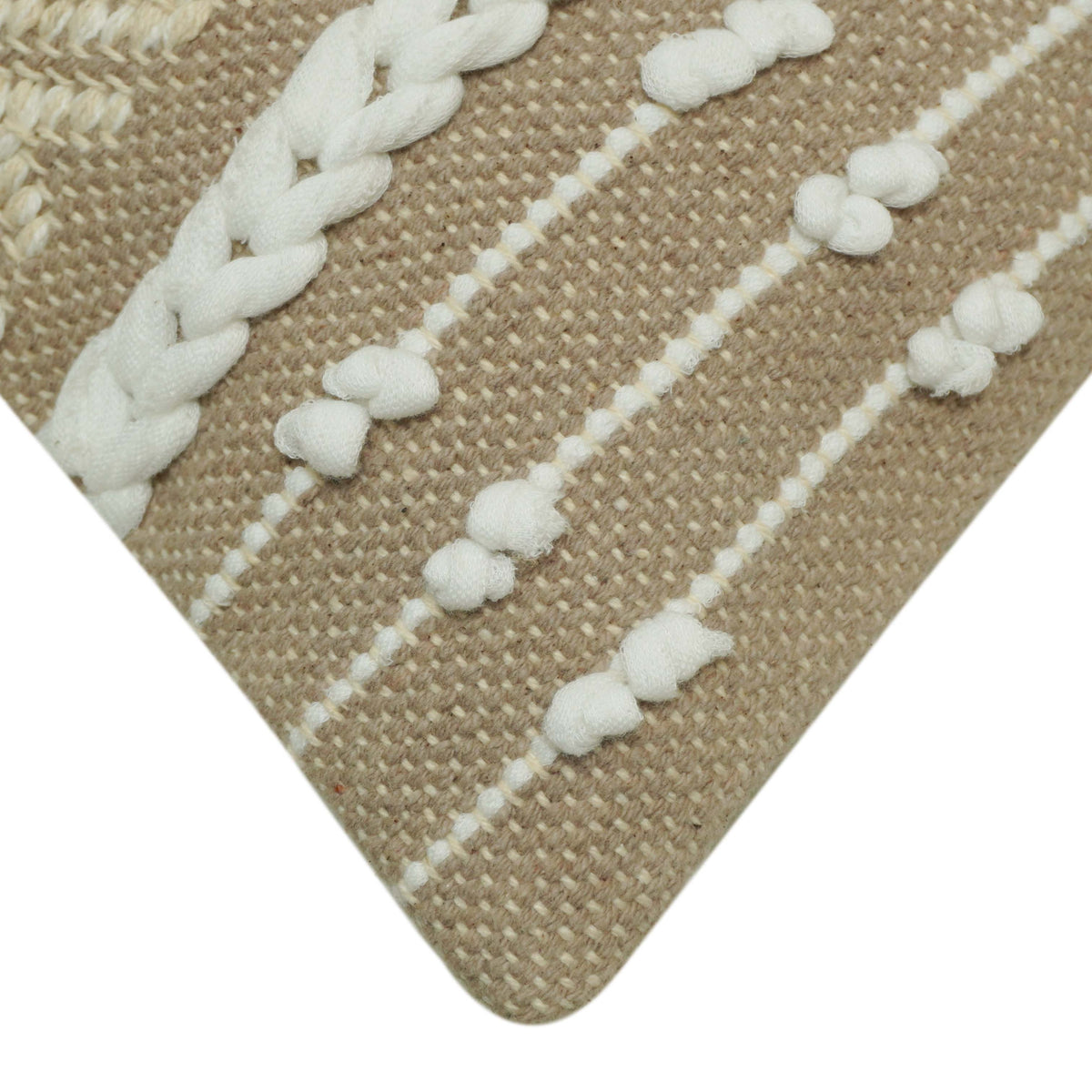 Handwoven Natural Beige & Ivory Textured Cushion Cover – Geometric Pattern – 45 x 45 cm
