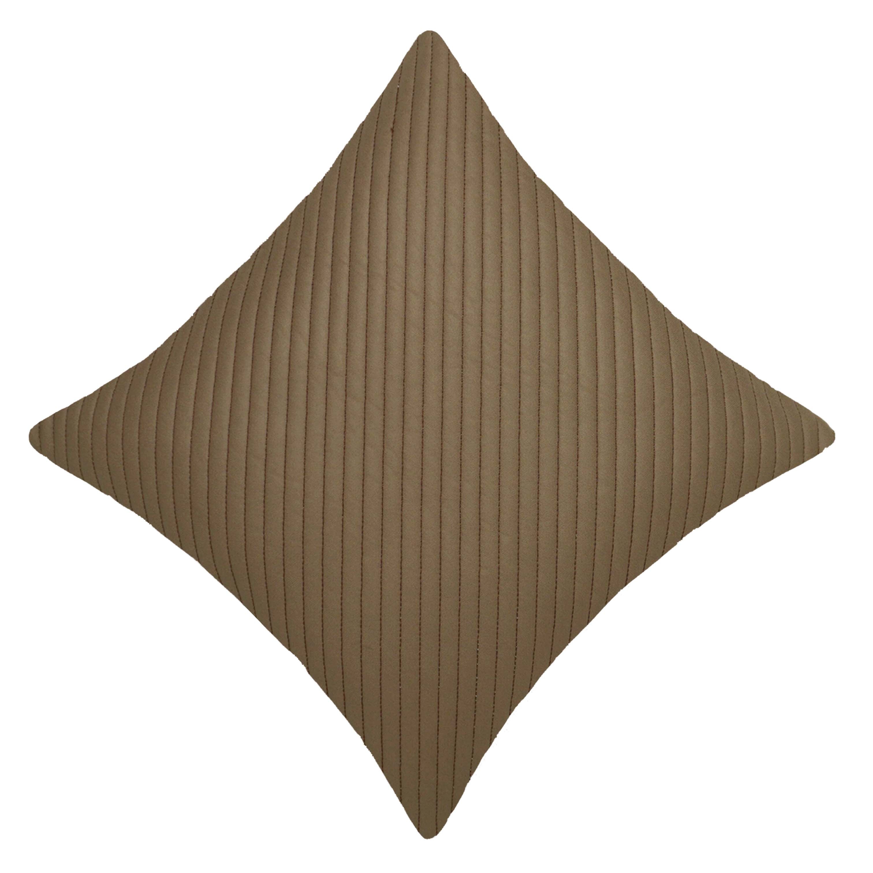 Modern Diagonal Quilted Cushion Cover 45x45 cm | Soft Textured Decorative Throw Pillow Cover | Concealed Zip | Solid Brown