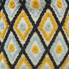 Handwoven Diamond Pattern Embroidered Cotton Cushion Cover – 45x45 cm | Geometric Boho Throw Pillow Cover