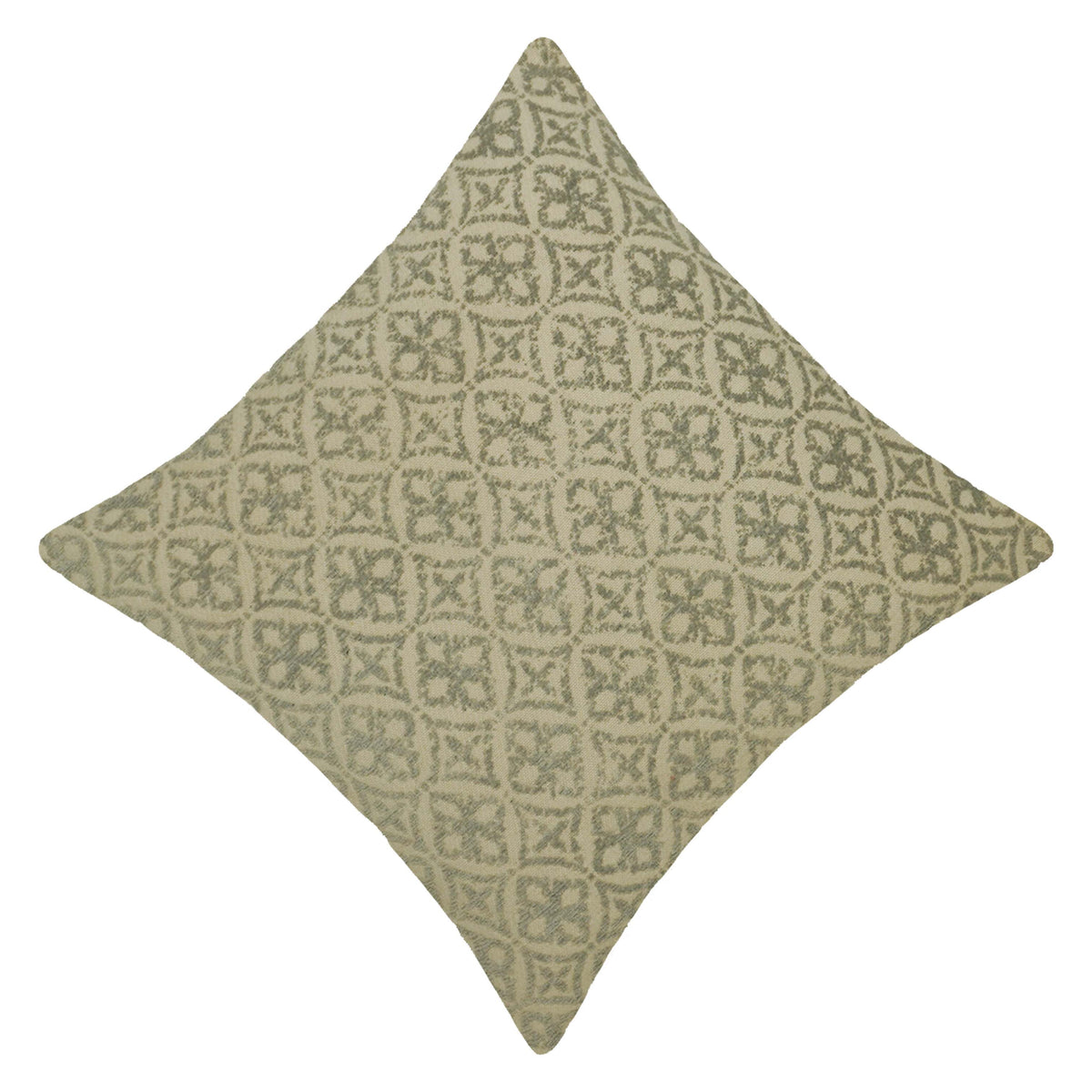 Jacquard Cotton Cushion Cover 45x45 cm | Geometric Woven Pattern | Decorative Sofa & Bed Pillow Cover | Concealed Zipper | Beige & Sage Green | 100% Cotton