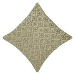 Jacquard Cotton Cushion Cover 45x45 cm | Geometric Woven Pattern | Decorative Sofa & Bed Pillow Cover | Concealed Zipper | Beige & Sage Green | 100% Cotton
