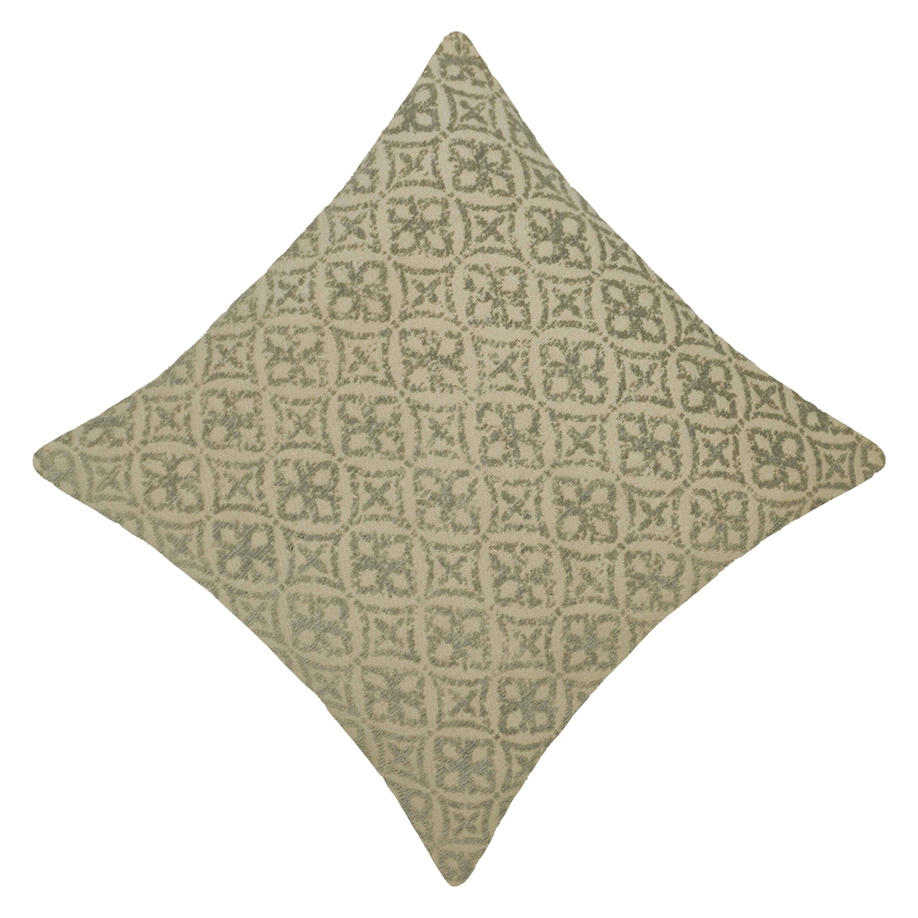 Jacquard Cotton Cushion Cover 45x45 cm | Geometric Woven Pattern | Decorative Sofa & Bed Pillow Cover | Concealed Zipper | Beige & Sage Green | 100% Cotton
