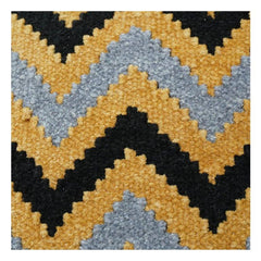 Housse de coussin en coton brodé zigzag | Motif géométrique moutarde, gris et noir | Housse de coussin décorative 45x45 cm