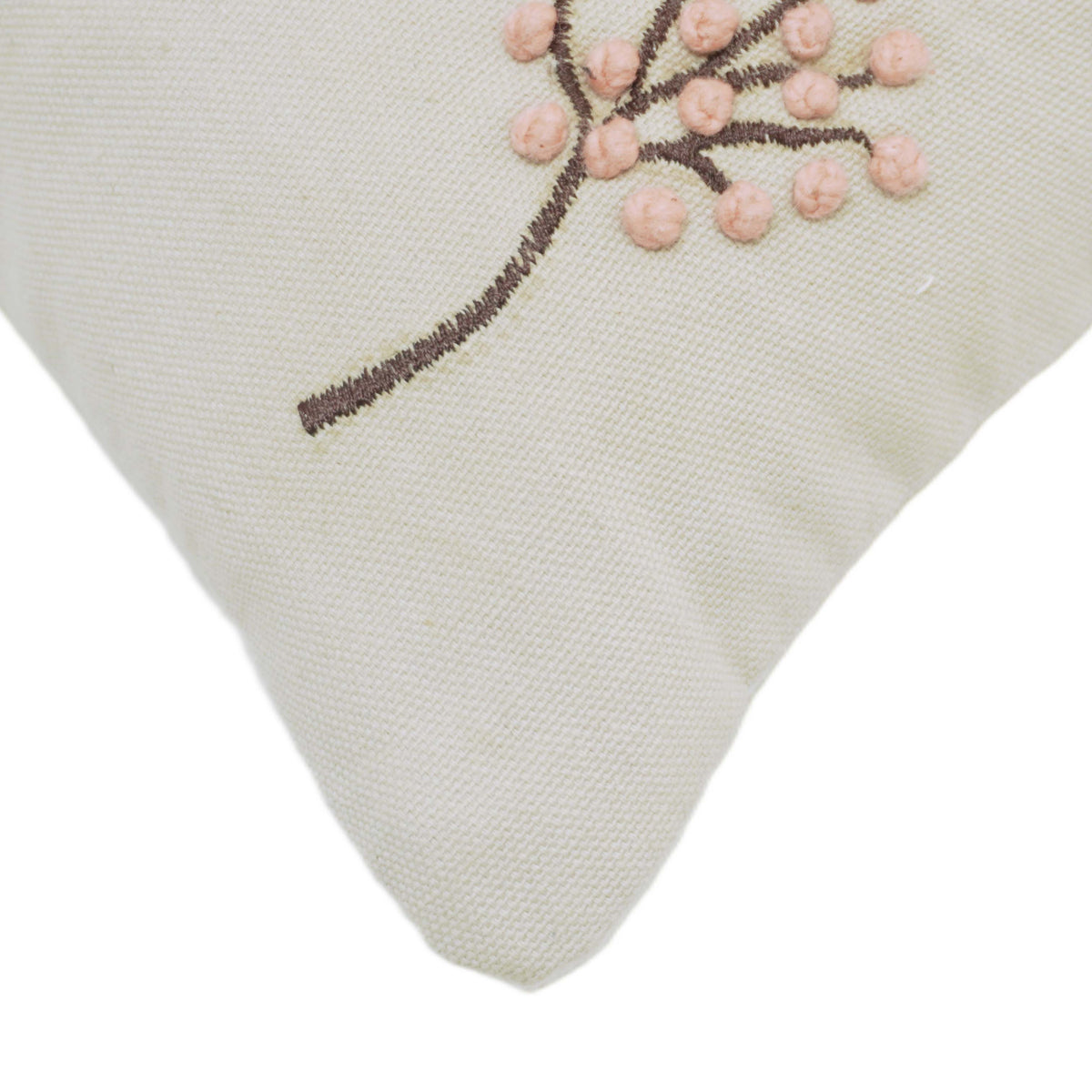 Multicolor pastel tree embroidered cotton cushion cover 45x45 cm