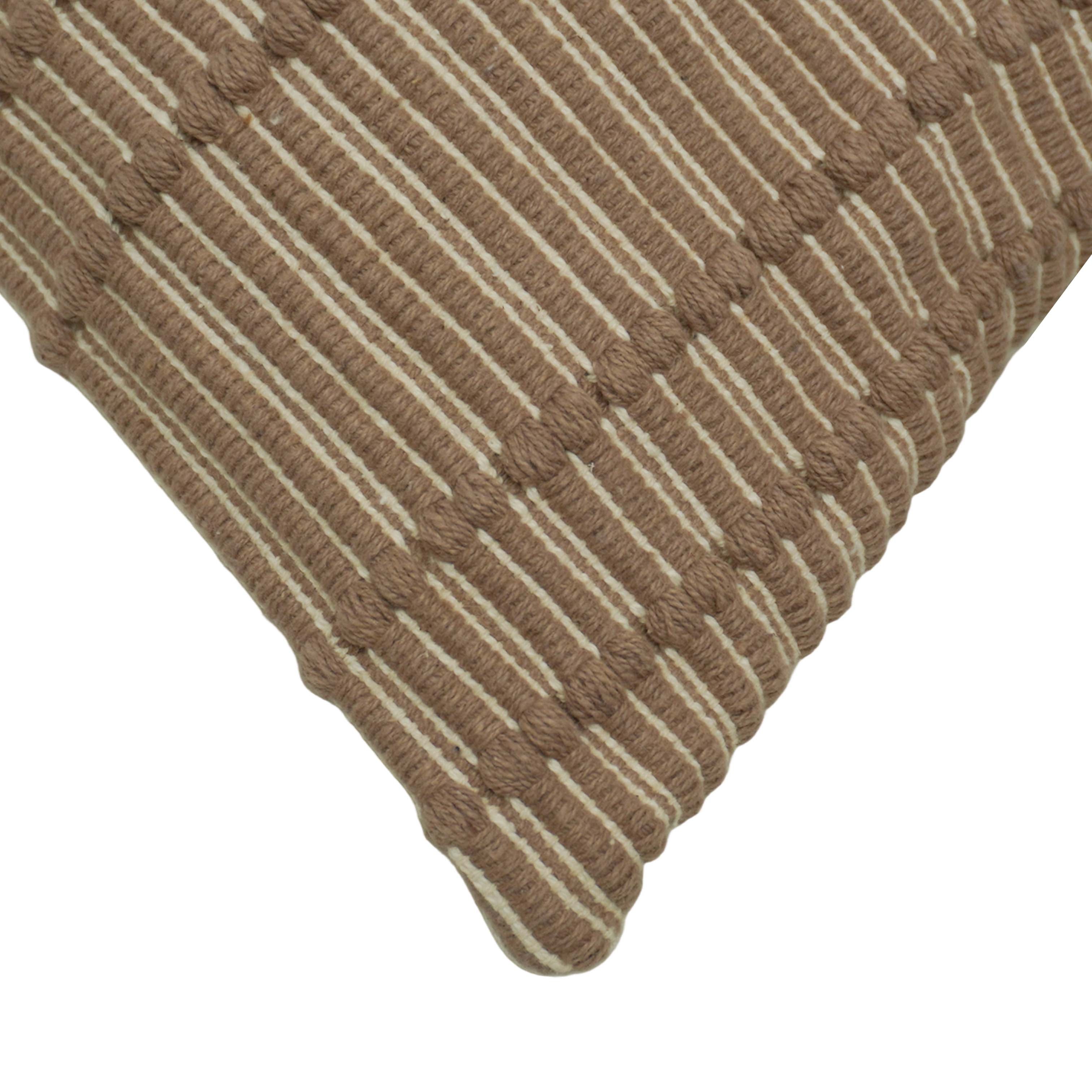 Handwoven Cotton Cushion Cover 45x45 cm | Textured Woven Check Pattern | Beige Decorative Throw Pillow Cover | Modern Boho Home Décor