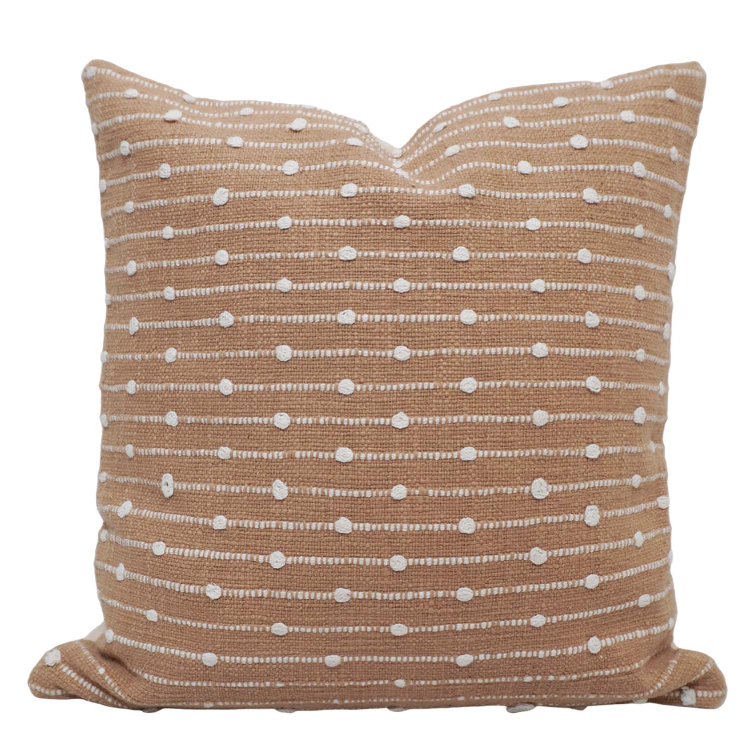 Handwoven Cotton Cushion Cover 45x45 cm | Textured Woven Dot Pattern | Decorative Throw Pillow Cover | Hidden Zipper | Beige & White