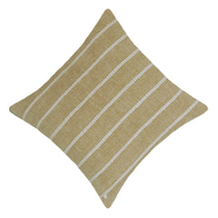 Handwoven Beige & White Striped Cotton Cushion Cover – 45 x 45 cm