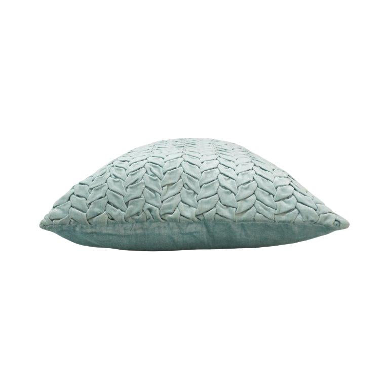 Handwoven Velvet Braided Cushion Cover – Mint Green | 45 x 45 cm Decorative Throw Pillow Cover