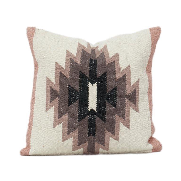 Handwoven Cotton Cushion Cover 45x45 cm | Geometric Tribal Pattern | Boho Modern Décor Pillow Case