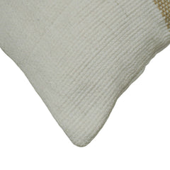 Handwoven Cotton Cushion Cover 35x50 cm | Natural Ivory with Beige Woven Stripes | Decorative Lumbar Pillow Cover | Hidden Zipper | Boho Farmhouse Home Décor