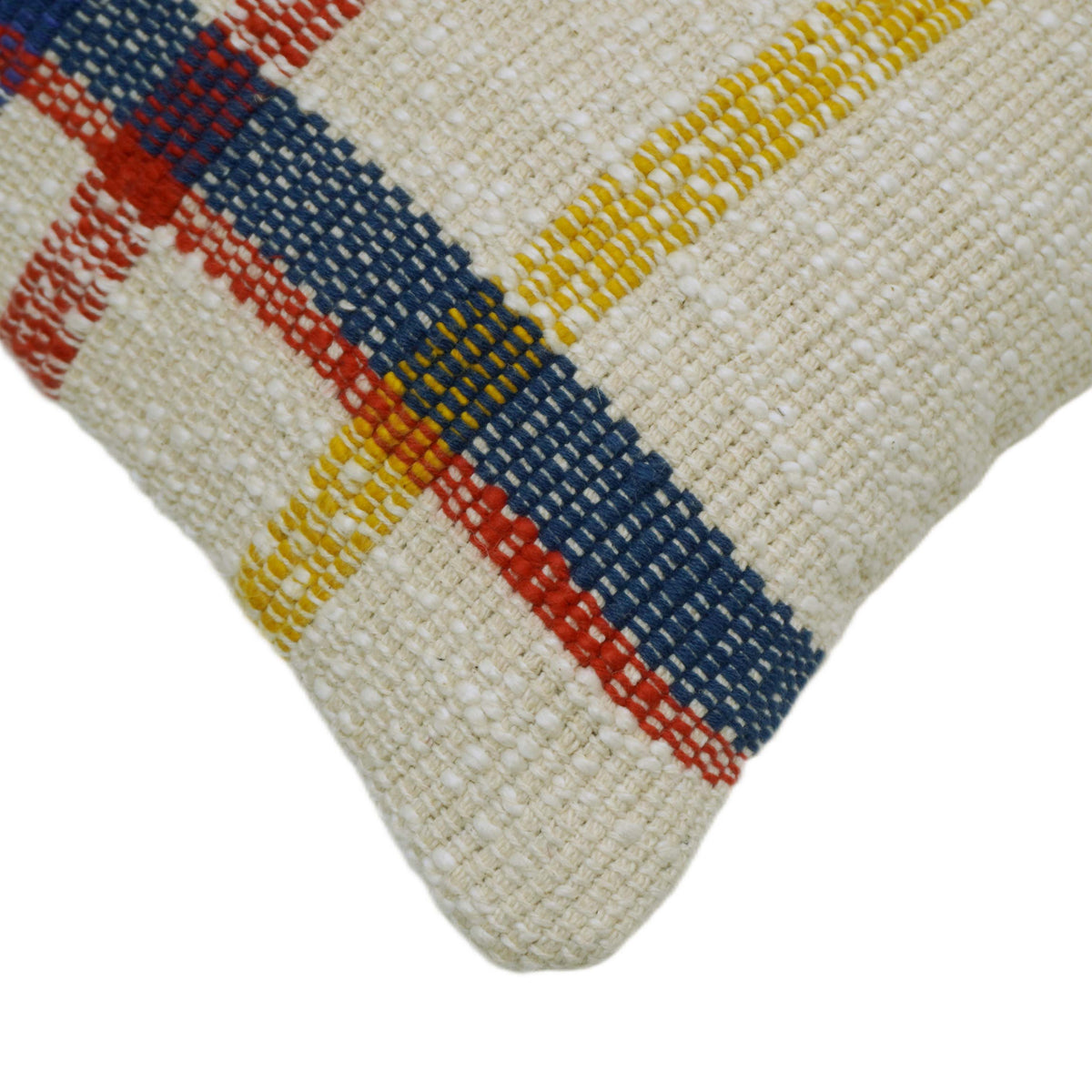 Housse de coussin tissée à la main 45x45 cm – Motif à carreaux multicolore