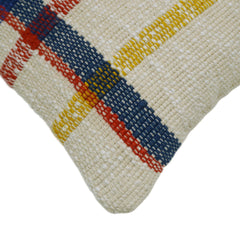 Housse de coussin tissée à la main 45x45 cm – Motif à carreaux multicolore