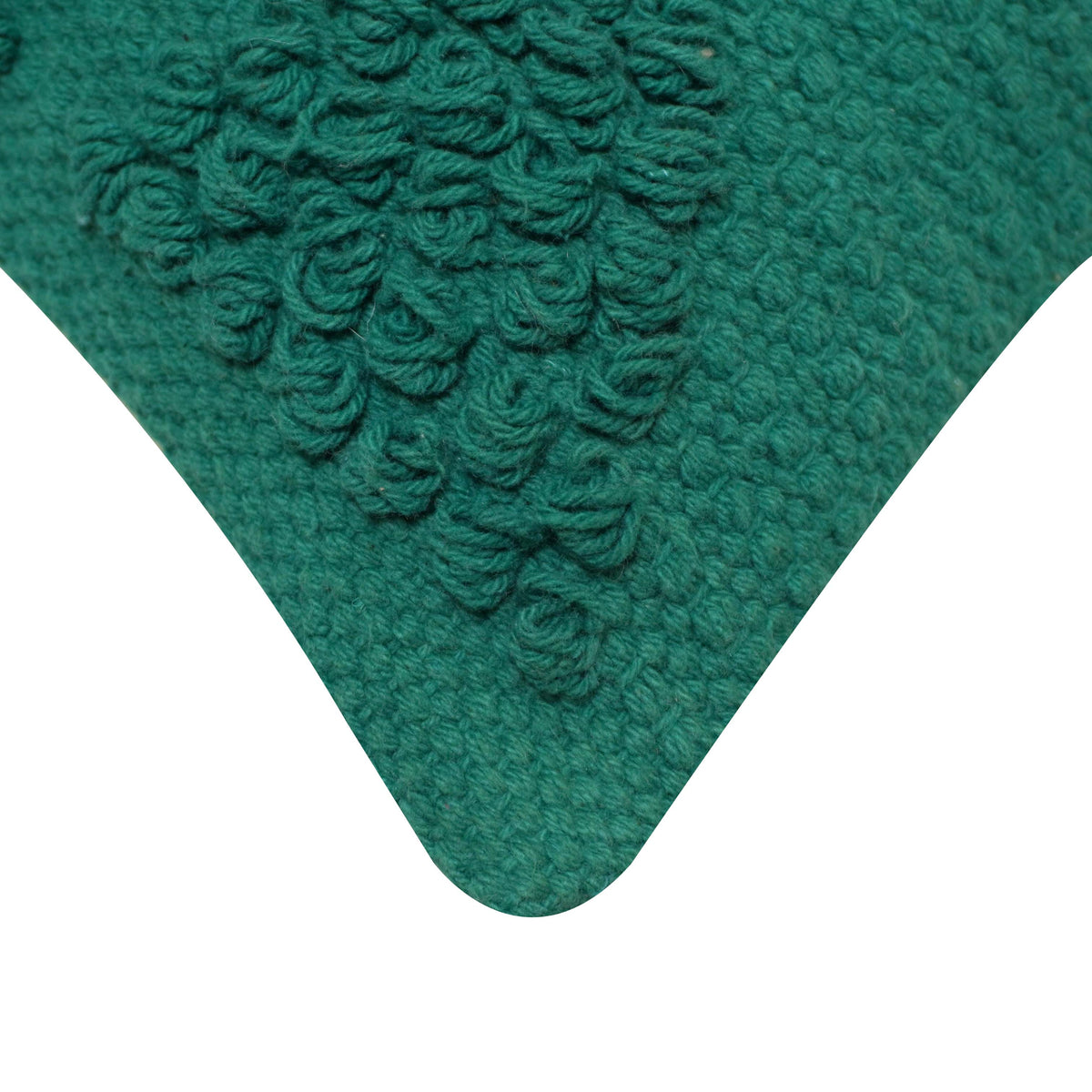 Handwoven Cotton Teal Textured Cushion Cover – 45 x 45 cm | Abstract Geometric Design