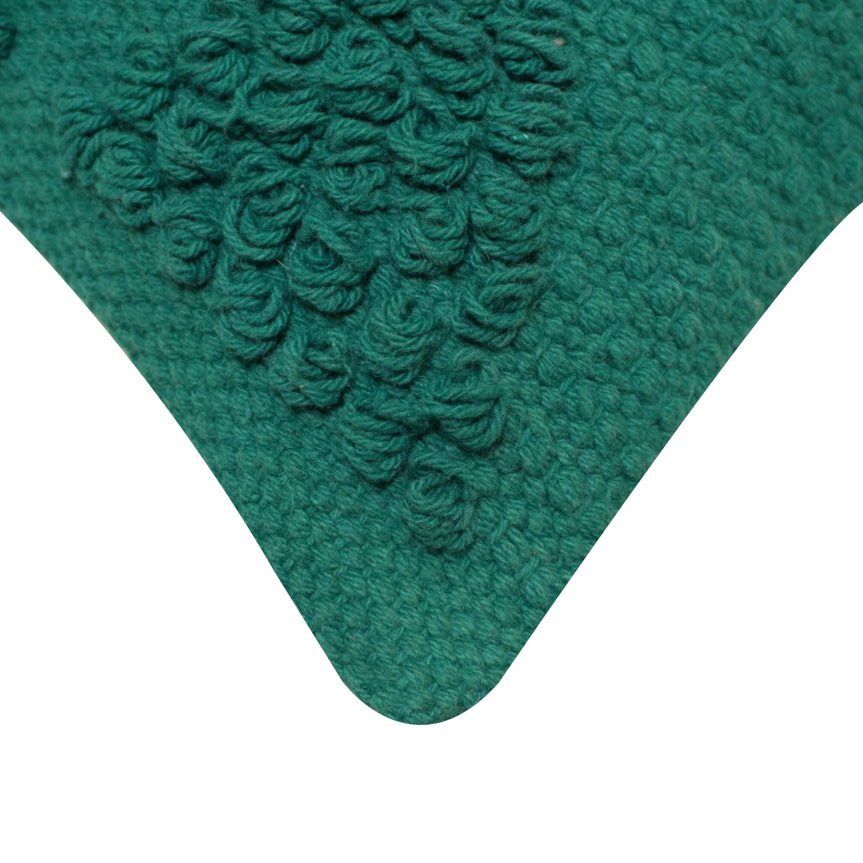 Handwoven Cotton Teal Textured Cushion Cover – 45 x 45 cm | Abstract Geometric Design