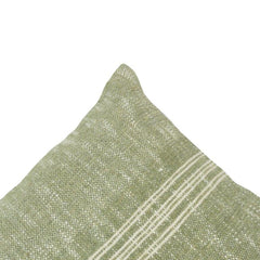 Handmade Olive Green Textured Cotton Cushion Cover with Center Stripe | 45 x 45 cm | Artisan Woven Decorative Pillow Cover