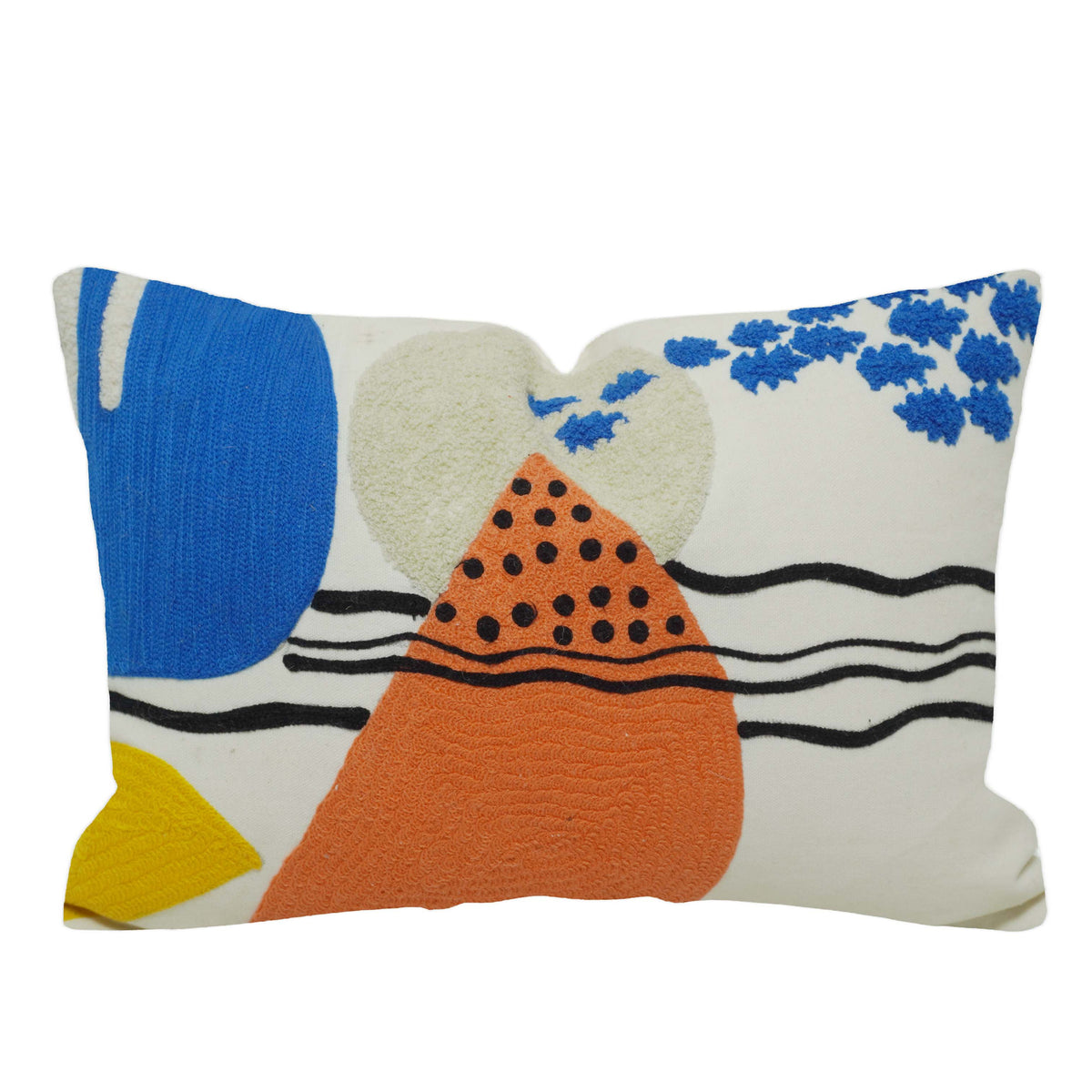 Machine Embroidered Abstract Cushion Cover 35 x 50 cm | Multicolor Decorative Cushion Cover