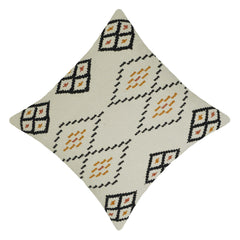 Handwoven Ivory Cushion Cover with Geometric Diamond Pattern – 45 x 45 cm