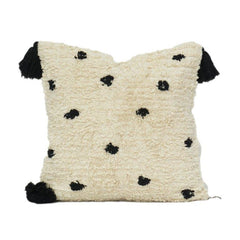 Tufted Cotton Cushion Cover 45x45 cm – Textured Polka Dot Design with Tassels | Soft Neutral Decorative Pillow Cover