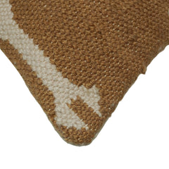 Handwoven Cotton Cushion Cover 45x45 cm – Tribal Geometric Pattern in Brown, Beige, Rust & Sage Green