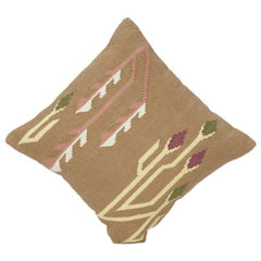 Handmade Embroidered Cotton Cushion Cover 45x45 cm – Abstract Floral Design in Earthy Tones