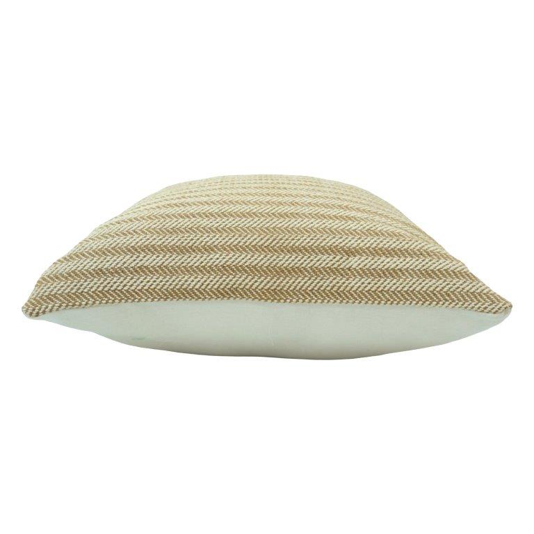 Handmade Cotton Herringbone Cushion Cover – Beige Striped Textured Pillow Cover 45x45 cm | Artisan Woven Decorative Cushion