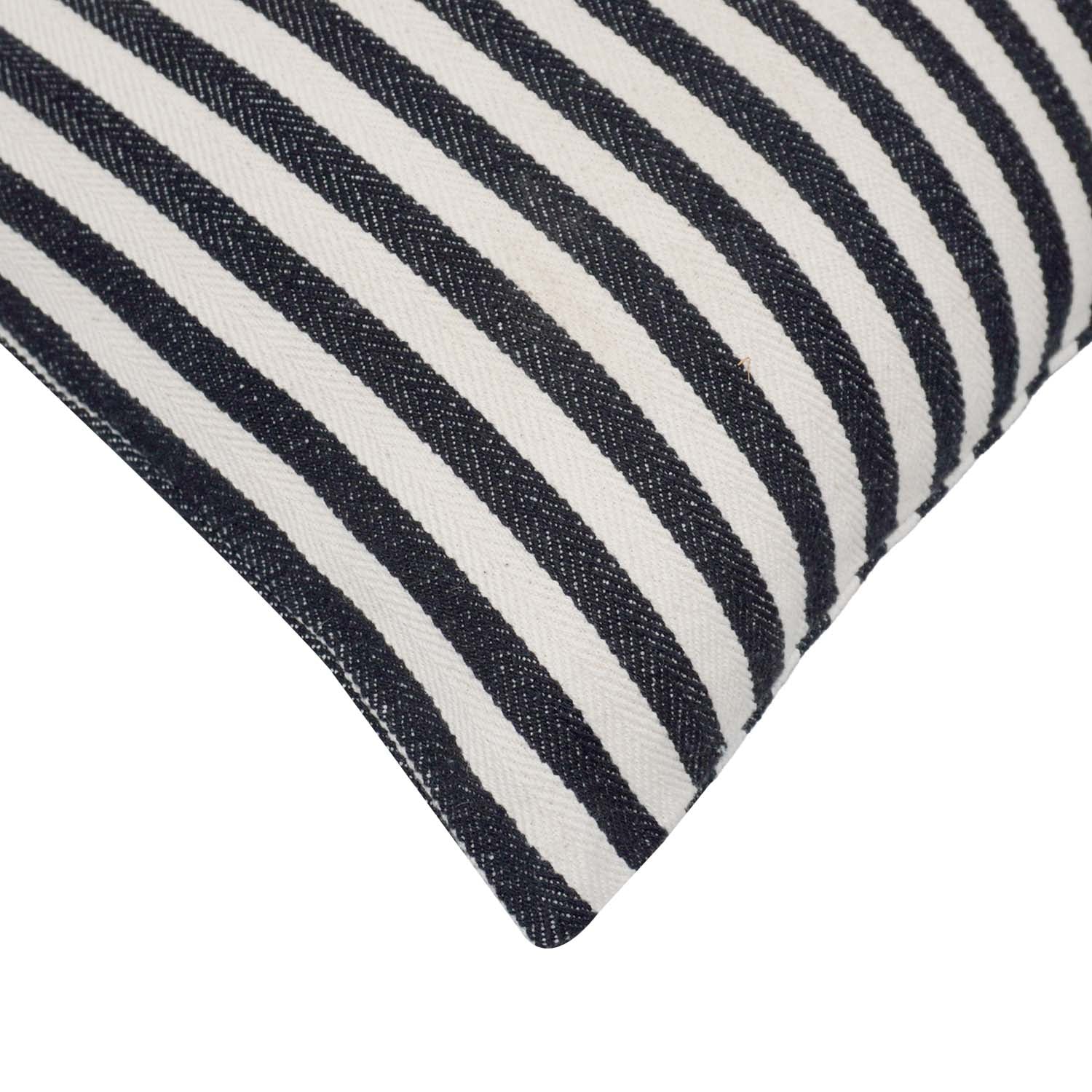 Handwoven Black & White Striped Cotton Cushion Cover 45x45 cm | Woven Cotton Throw Pillow Cover | Modern Minimalist Sofa Cushion Cover with Hidden Zipper