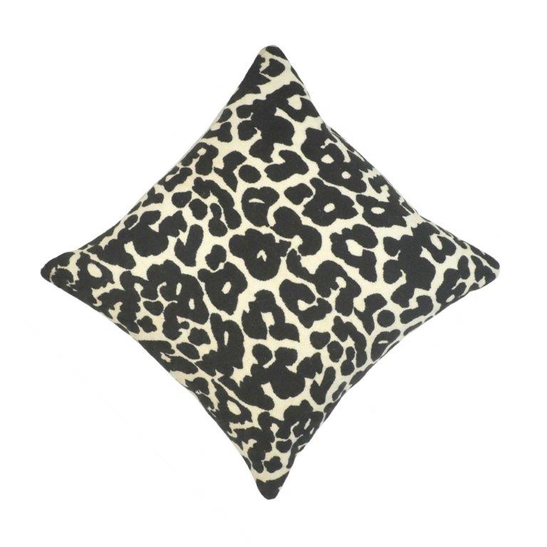 Black & Ivory Leopard Jacquard Cushion Cover | 45x45 cm Decorative Throw Pillow Cover | Modern Animal Print Accent Cushion - Bulk manufacturer & supplier from Panipat, India