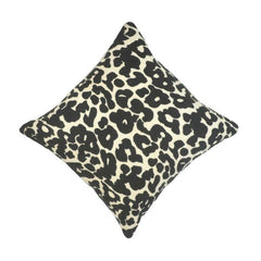 Black & Ivory Leopard Jacquard Cushion Cover | 45x45 cm Decorative Throw Pillow Cover | Modern Animal Print Accent Cushion