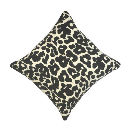 Black & Ivory Leopard Jacquard Cushion Cover | 45x45 cm Decorative Throw Pillow Cover | Modern Animal Print Accent Cushion