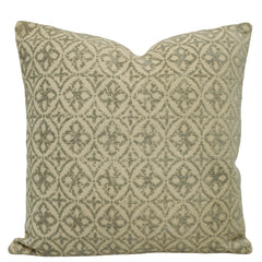 Jacquard Cotton Cushion Cover 45x45 cm | Geometric Woven Pattern | Decorative Sofa & Bed Pillow Cover | Concealed Zipper | Beige & Sage Green | 100% Cotton