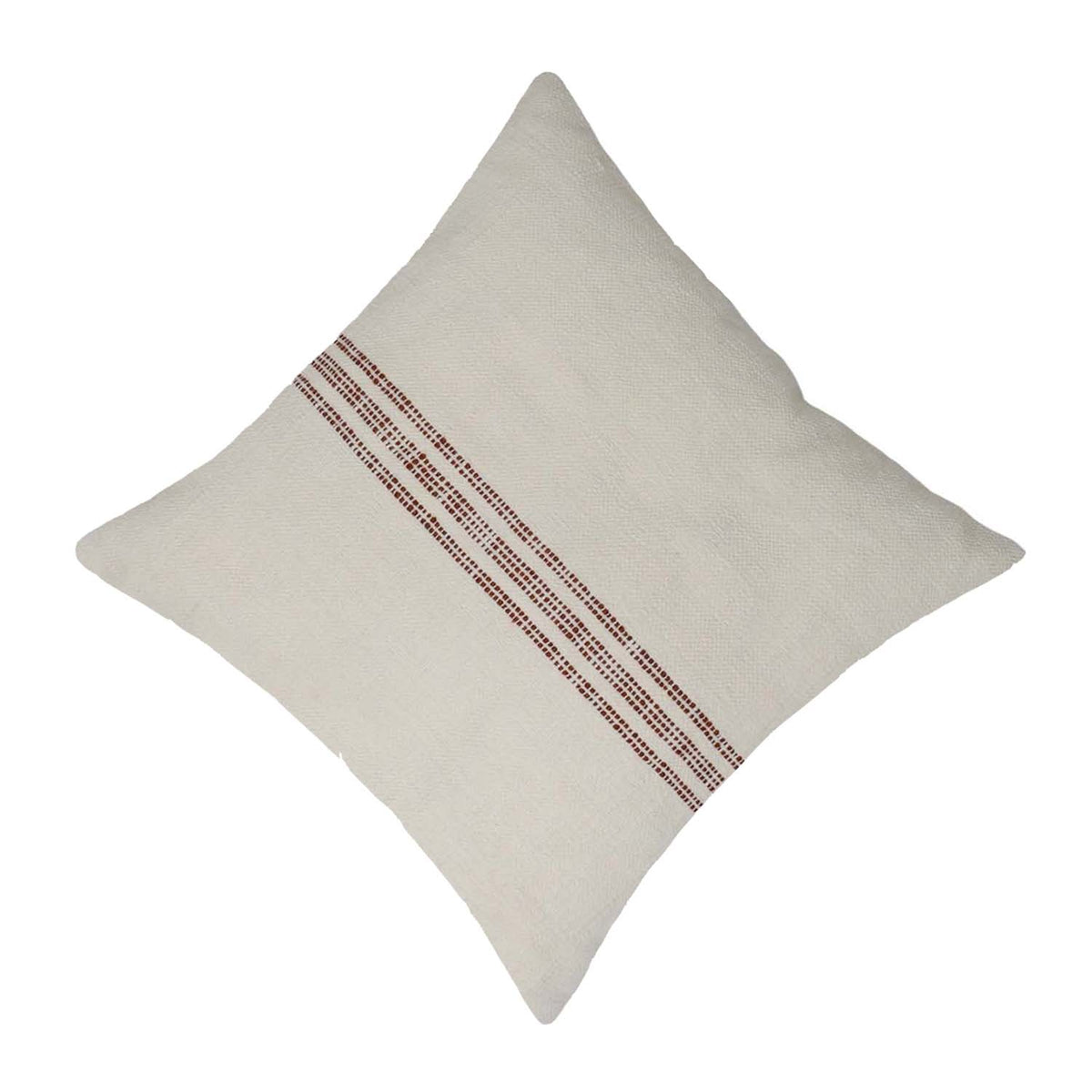 Handmade Cotton Cushion Cover 45x45 cm | Minimalist Woven Stripe Design | Natural Ivory Decorative Throw Pillow Cover | Hidden Zip | Boho Farmhouse Home Décor - Bulk manufacturer & supplier from Panipat, India