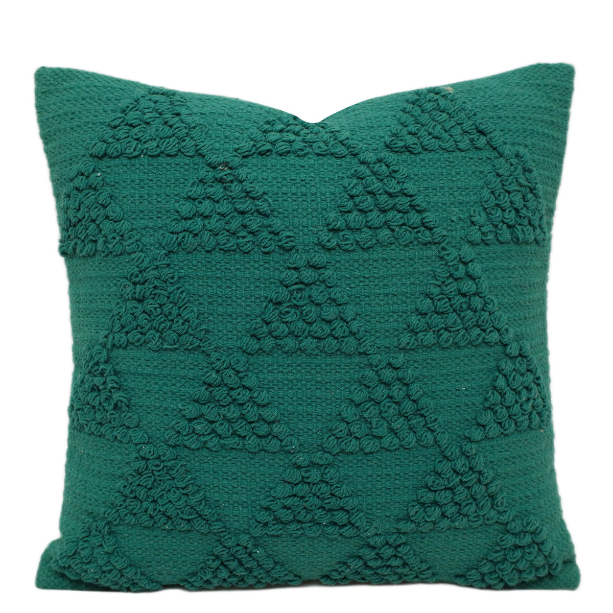 Handwoven Cotton Teal Textured Cushion Cover – 45 x 45 cm | Abstract Geometric Design