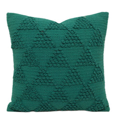 Handwoven Cotton Teal Textured Cushion Cover – 45 x 45 cm | Abstract Geometric Design