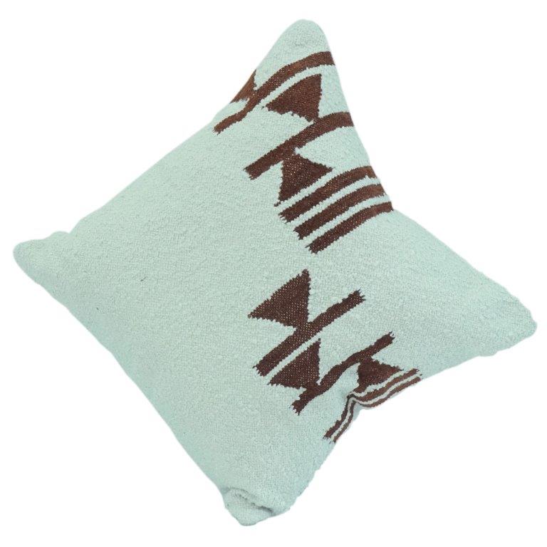 Ivory & Brown Handwoven Cotton Cushion Cover | Abstract Geometric Design | Textured Artisan Throw Pillow | 18x18 Inch - Bulk manufacturer & supplier from Panipat, India