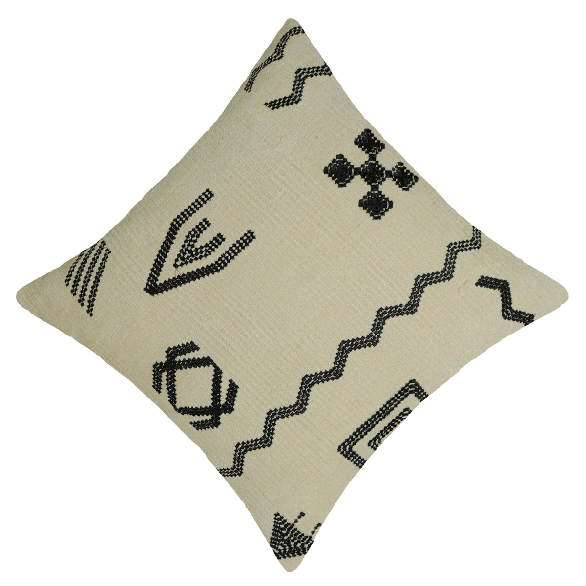 Handwoven Cotton Cushion Cover 45x45 cm | Geometric Tribal Pattern | Decorative Sofa Throw Pillow Cover | Hidden Zip | Boho Modern Home Décor