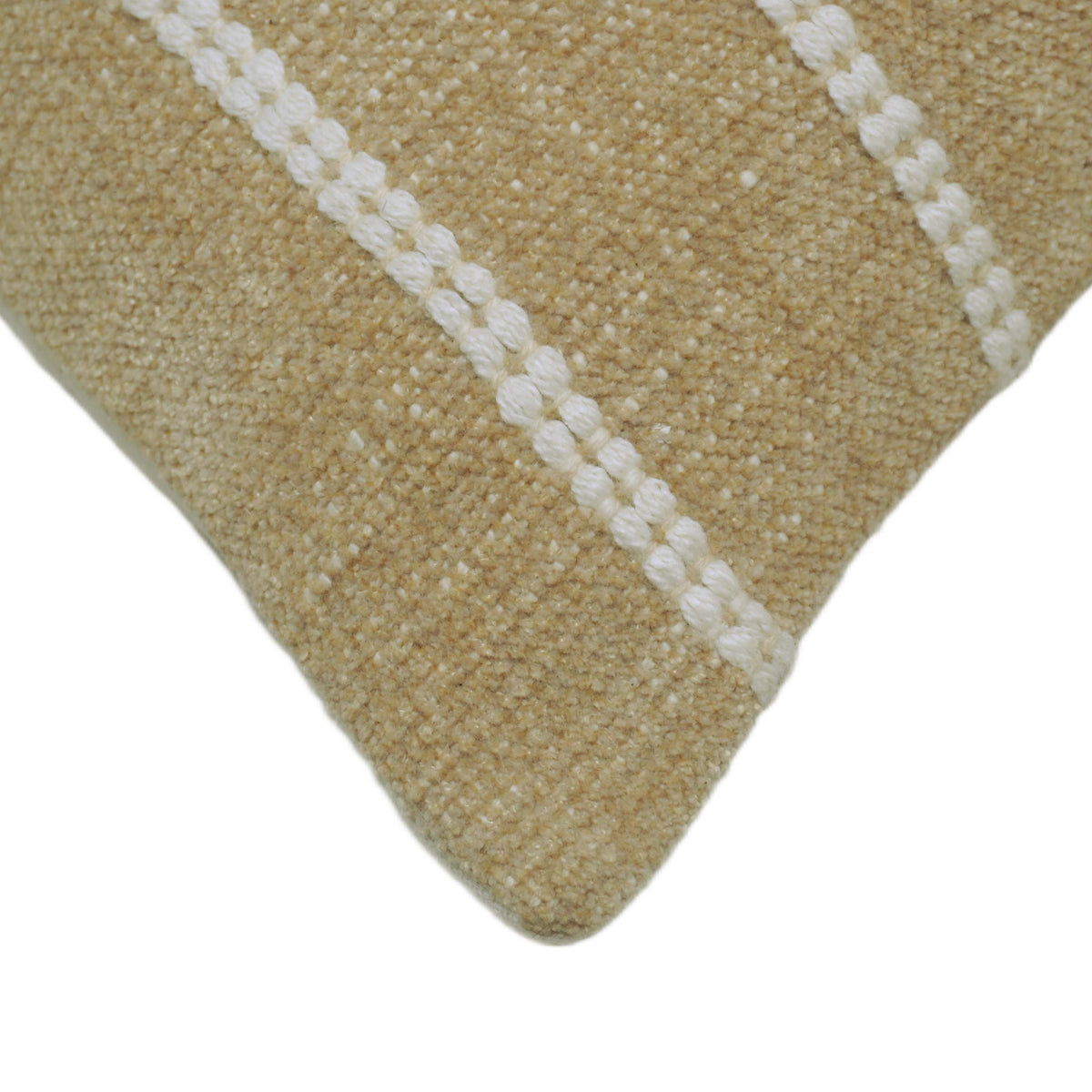 Handwoven Beige & White Striped Cotton Cushion Cover – 45 x 45 cm
