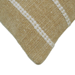 Handwoven Beige & White Striped Cotton Cushion Cover – 45 x 45 cm