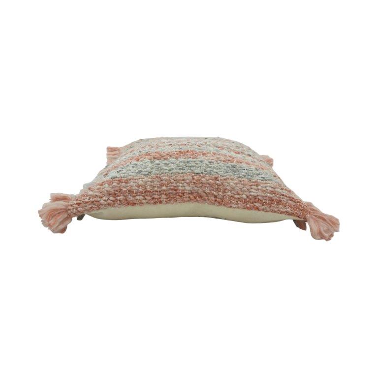 Blush Grey Textured Polyester Cushion Cover with Tassels – 45x45 cm - Bulk manufacturer & supplier from Panipat, India