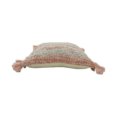 Blush Grey Textured Polyester Cushion Cover with Tassels – 45x45 cm