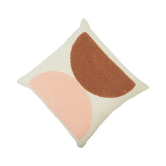 Abstract Tufted Embroidery Cotton Cushion Cover 45x45 cm | Modern Boho Geometric Throw Pillow Cover | Beige, Terracotta & Blush Pink