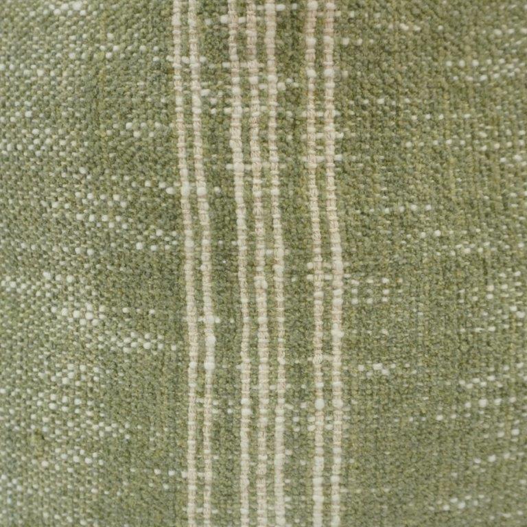 Handmade Olive Green Textured Cotton Cushion Cover with Center Stripe | 45 x 45 cm | Artisan Woven Decorative Pillow Cover