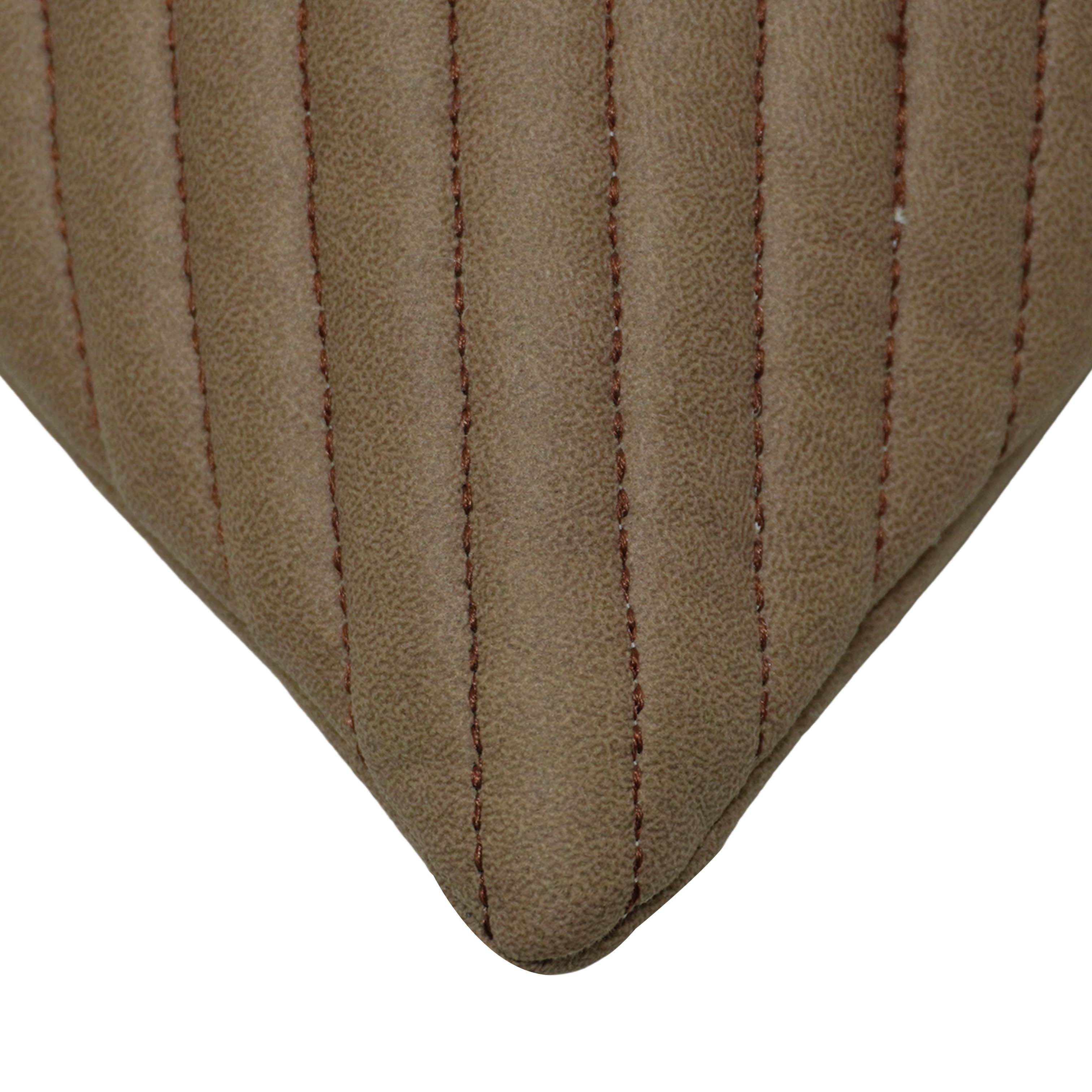 Modern Diagonal Quilted Cushion Cover 45x45 cm | Soft Textured Decorative Throw Pillow Cover | Concealed Zip | Solid Brown