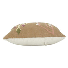 Handmade Embroidered Cotton Cushion Cover 45x45 cm – Abstract Floral Design in Earthy Tones