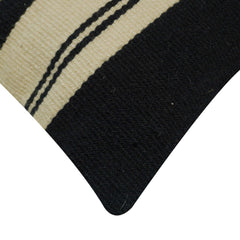 Handwoven Striped Cotton Cushion Cover – Black, Cream & Rust – 45 x 45 cm