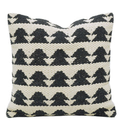 Handwoven Cotton Cushion Cover – Black & Cream Geometric Tribal Pattern | 45 x 45 cm