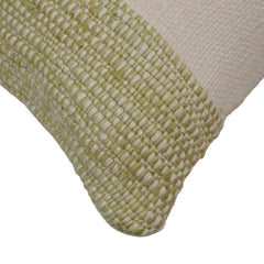 Handwoven Cotton & Polyester Cushion Cover 45x45 cm | Olive Green & Natural Textured Decorative Throw Pillow Cover | Modern Boho Sofa Cushion Cover with Concealed Zipper